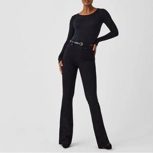 Spanx Flare Jeans Midnight Shade Blue Stretch Pull On Slimming Womens Small
